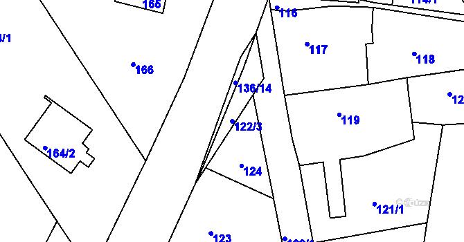 Parcela st. 122/3 v KÚ Královice, Katastrální mapa