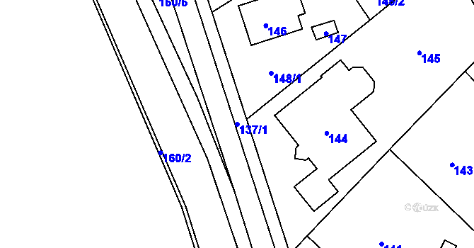 Parcela st. 137/1 v KÚ Královice, Katastrální mapa