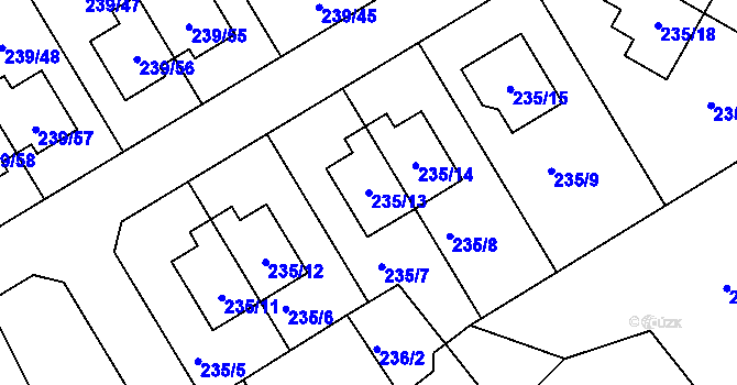 Parcela st. 235/13 v KÚ Královice, Katastrální mapa