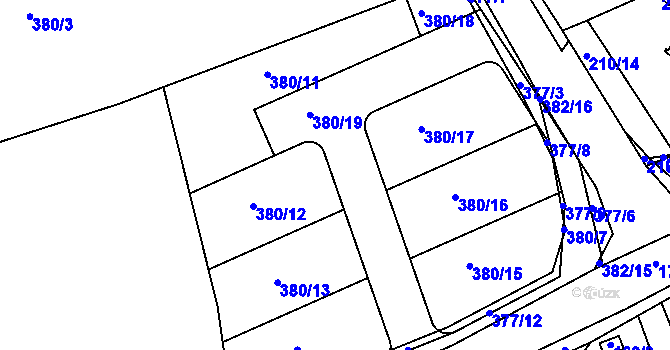 Parcela st. 380/20 v KÚ Královice, Katastrální mapa