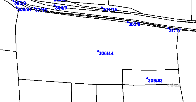 Parcela st. 306/44 v KÚ Královice, Katastrální mapa