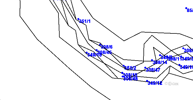 Parcela st. 308/45 v KÚ Královice, Katastrální mapa
