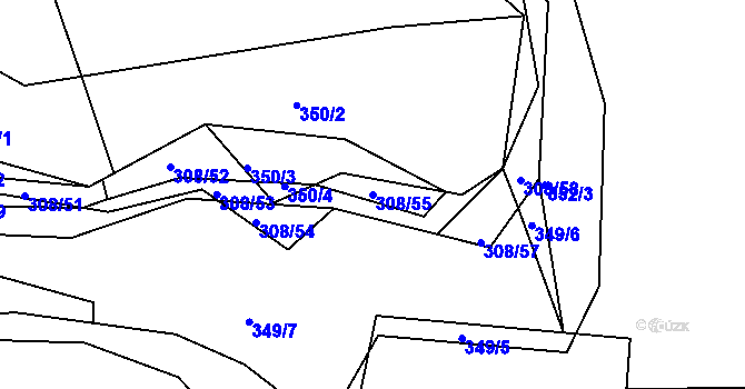 Parcela st. 308/55 v KÚ Královice, Katastrální mapa
