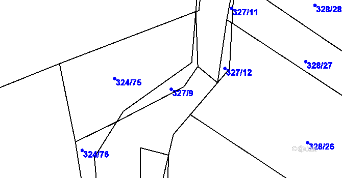 Parcela st. 327/9 v KÚ Královice, Katastrální mapa