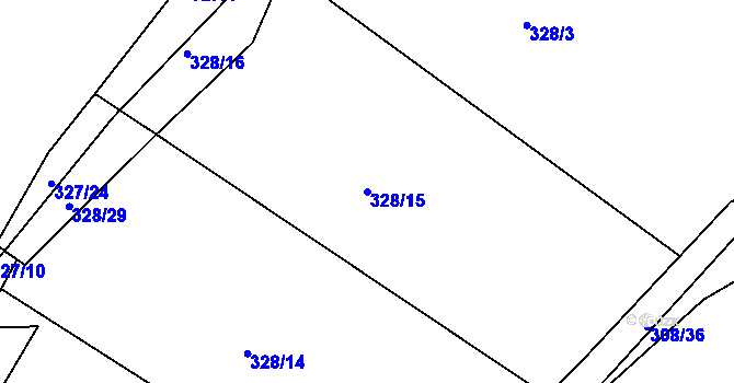 Parcela st. 328/15 v KÚ Královice, Katastrální mapa