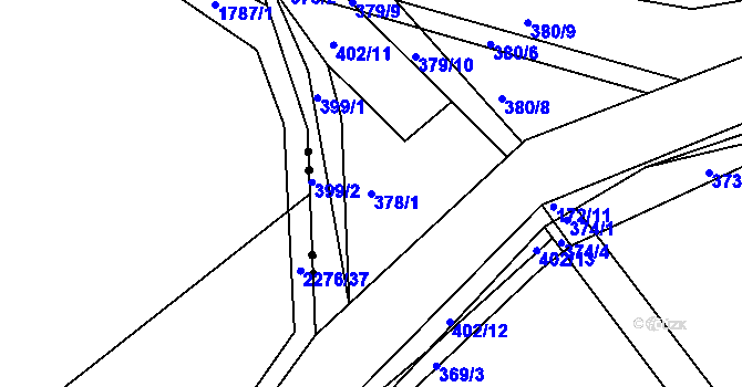 Parcela st. 378/1 v KÚ Královice, Katastrální mapa