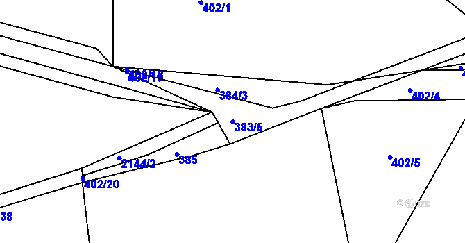 Parcela st. 383/5 v KÚ Královice, Katastrální mapa