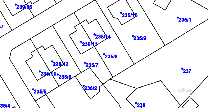 Parcela st. 235/8 v KÚ Královice, Katastrální mapa