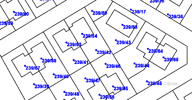 Parcela st. 239/42 v KÚ Královice, Katastrální mapa