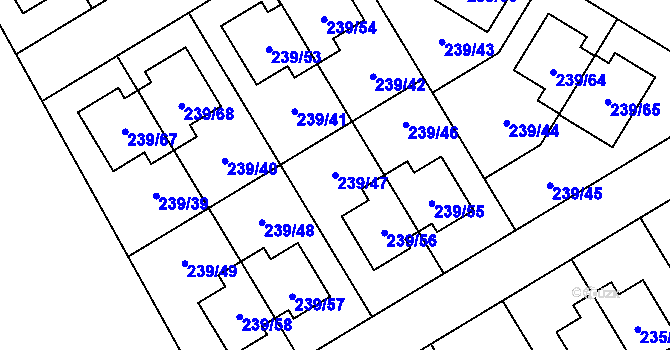 Parcela st. 239/47 v KÚ Královice, Katastrální mapa