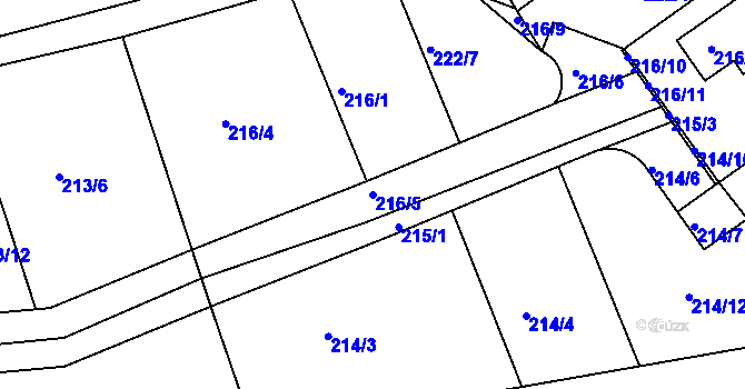 Parcela st. 216/5 v KÚ Královice, Katastrální mapa