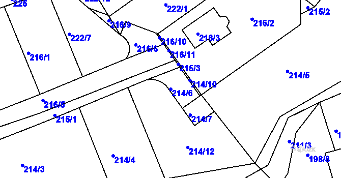 Parcela st. 214/6 v KÚ Královice, Katastrální mapa