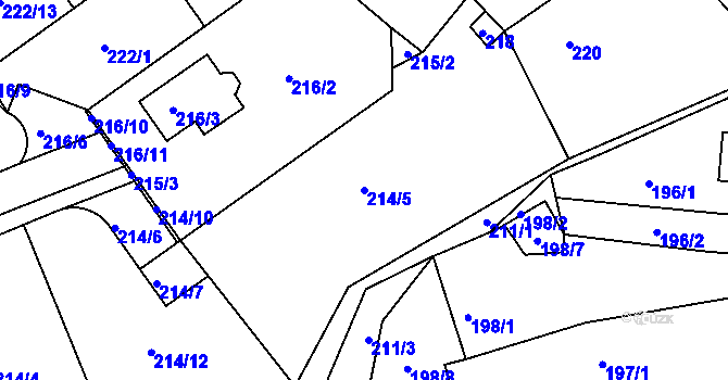 Parcela st. 214/5 v KÚ Královice, Katastrální mapa