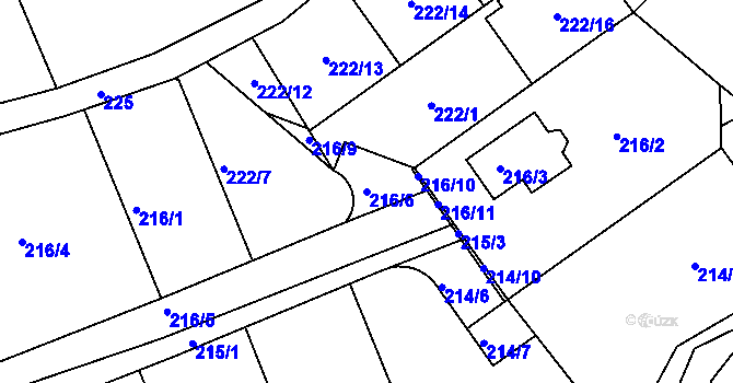 Parcela st. 216/6 v KÚ Královice, Katastrální mapa