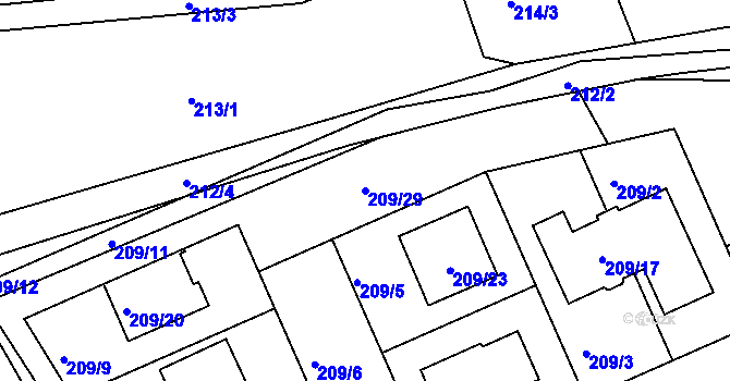 Parcela st. 209/29 v KÚ Královice, Katastrální mapa