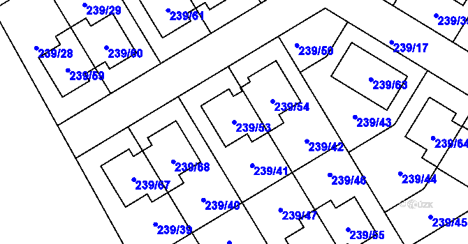Parcela st. 239/53 v KÚ Královice, Katastrální mapa