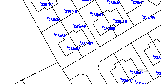 Parcela st. 239/57 v KÚ Královice, Katastrální mapa