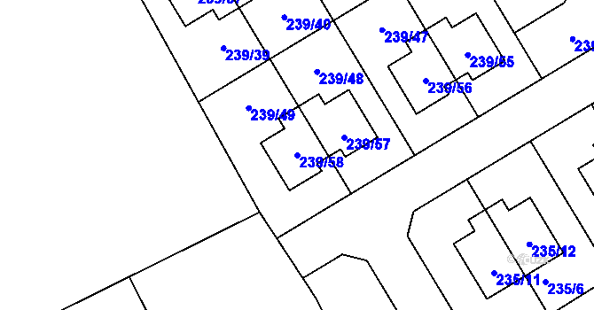 Parcela st. 239/58 v KÚ Královice, Katastrální mapa