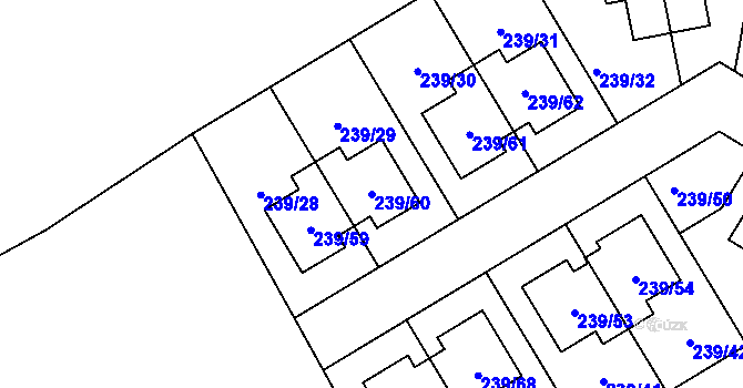 Parcela st. 239/60 v KÚ Královice, Katastrální mapa