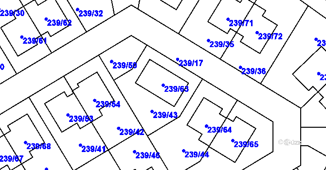 Parcela st. 239/63 v KÚ Královice, Katastrální mapa