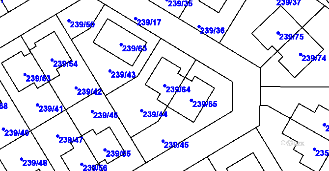 Parcela st. 239/64 v KÚ Královice, Katastrální mapa