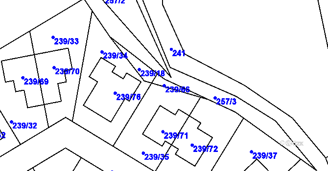Parcela st. 239/66 v KÚ Královice, Katastrální mapa