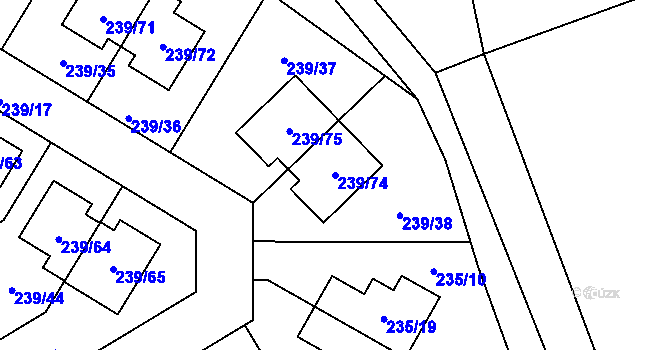 Parcela st. 239/74 v KÚ Královice, Katastrální mapa