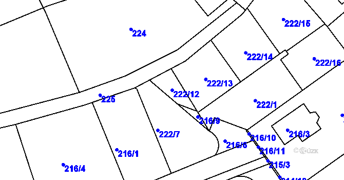 Parcela st. 222/12 v KÚ Královice, Katastrální mapa