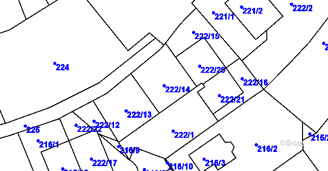 Parcela st. 222/14 v KÚ Královice, Katastrální mapa