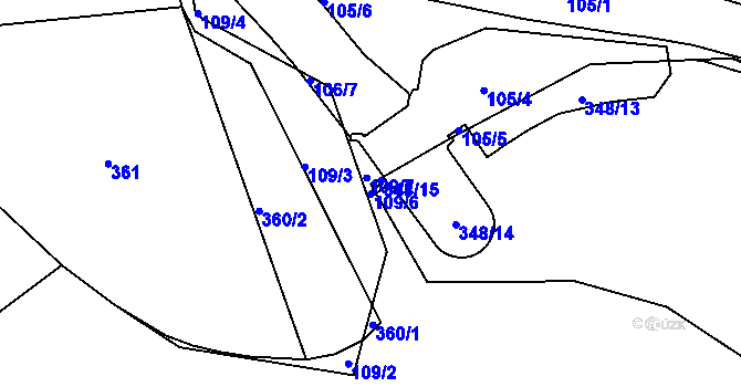 Parcela st. 109/6 v KÚ Královice, Katastrální mapa