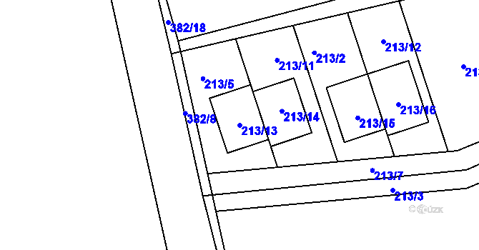 Parcela st. 213/13 v KÚ Královice, Katastrální mapa