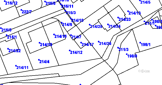 Parcela st. 214/17 v KÚ Královice, Katastrální mapa