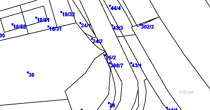 Parcela st. 25/2 v KÚ Královice, Katastrální mapa