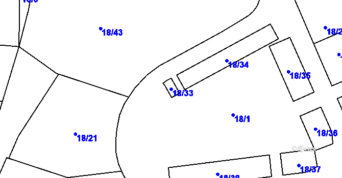Parcela st. 18/33 v KÚ Královice, Katastrální mapa