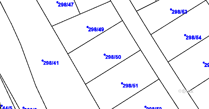Parcela st. 298/50 v KÚ Královice, Katastrální mapa