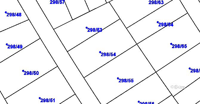 Parcela st. 298/54 v KÚ Královice, Katastrální mapa