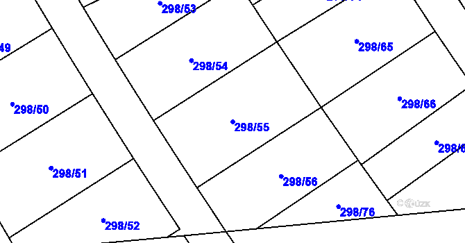 Parcela st. 298/55 v KÚ Královice, Katastrální mapa