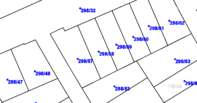 Parcela st. 298/58 v KÚ Královice, Katastrální mapa