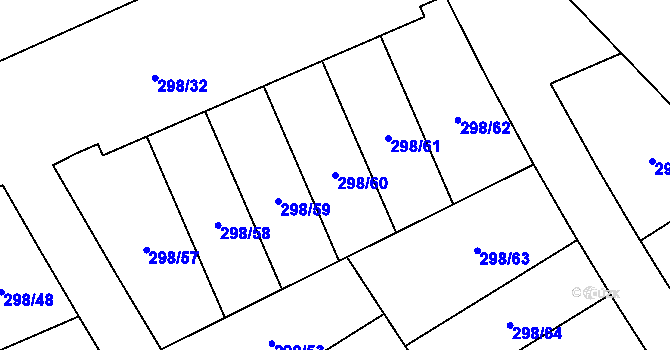 Parcela st. 298/60 v KÚ Královice, Katastrální mapa
