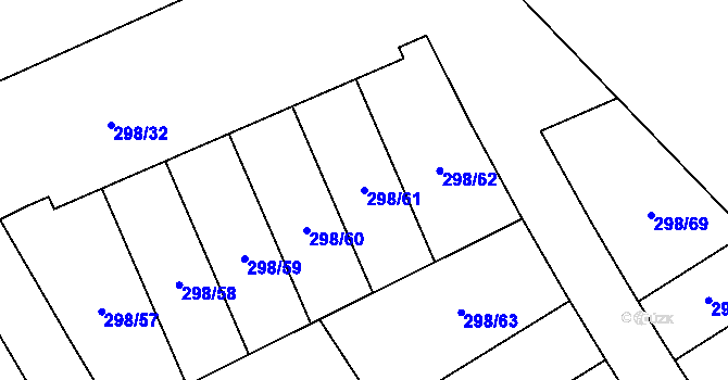 Parcela st. 298/61 v KÚ Královice, Katastrální mapa