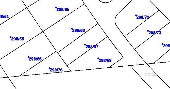 Parcela st. 298/67 v KÚ Královice, Katastrální mapa