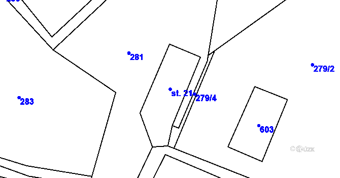 Parcela st. 21 v KÚ Kralovice, Katastrální mapa