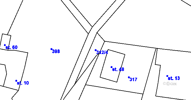 Parcela st. 312/4 v KÚ Kralovice, Katastrální mapa