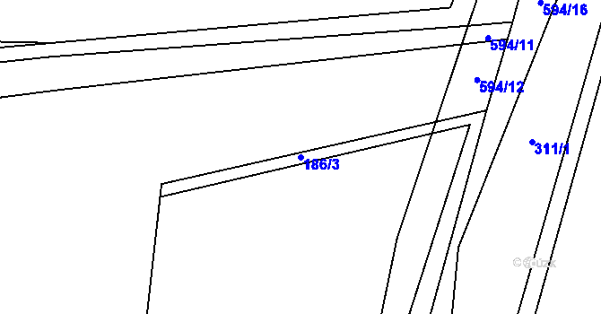 Parcela st. 186/3 v KÚ Kralovice, Katastrální mapa