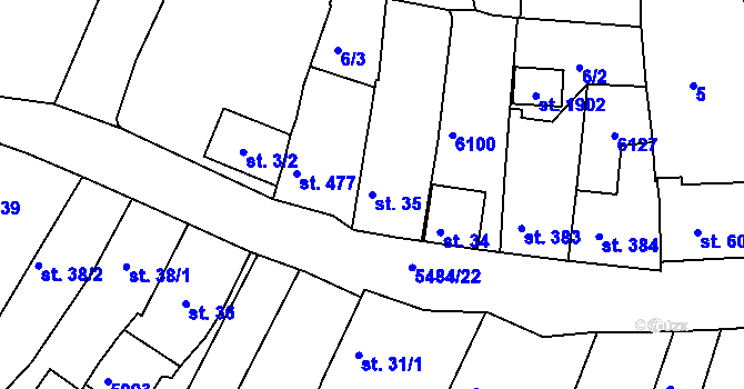Parcela st. 35 v KÚ Kralovice u Rakovníka, Katastrální mapa