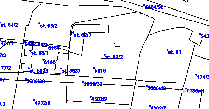 Parcela st. 62/2 v KÚ Kralovice u Rakovníka, Katastrální mapa