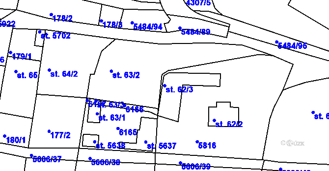 Parcela st. 62/3 v KÚ Kralovice u Rakovníka, Katastrální mapa