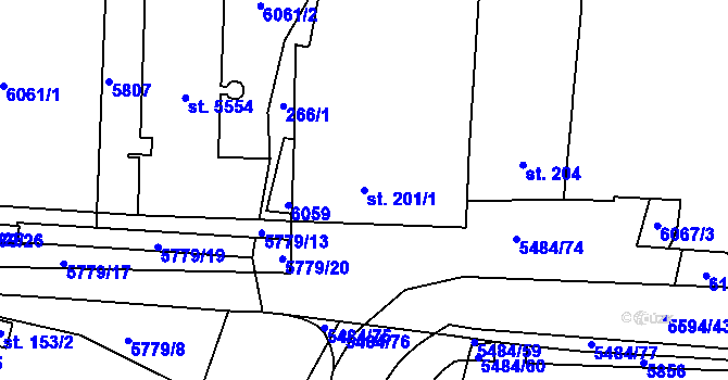 Parcela st. 201/1 v KÚ Kralovice u Rakovníka, Katastrální mapa