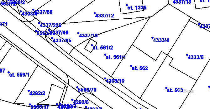 Parcela st. 561/1 v KÚ Kralovice u Rakovníka, Katastrální mapa