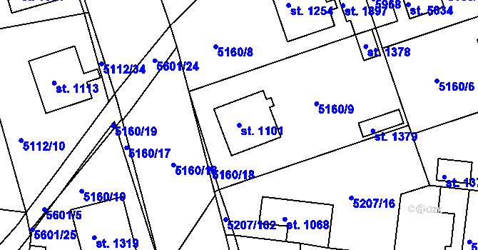 Parcela st. 1101 v KÚ Kralovice u Rakovníka, Katastrální mapa
